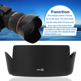 HB-69 Lens Hood & Lens Cap, Sunshade Rainproof Cover for Nikon D3200 D3300 D5200 D5300 AF-S DX 18-55mm f/3.5-5.6G VR II Lens