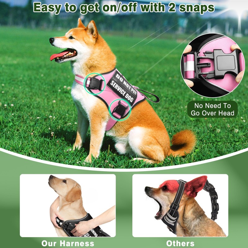 MOOGROU Service Dog Vest Harness and Leash Set+10 Patches,No Pull&Easy