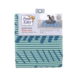 Fresh Kitty Durable XL Jumbo Foam Litter Mat – Phthalate and BPA Free, Water Resistant, Traps Litter from Box, Scatter Control, Easy Clean Mats – Blue Dash 40" x 25"