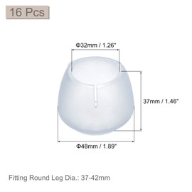 sourcing map Chair Leg Floor Protectors, 16Pcs 32mm(1.26") PVC Chair Leg Cover Caps for Hardwood Floors (Transparent)