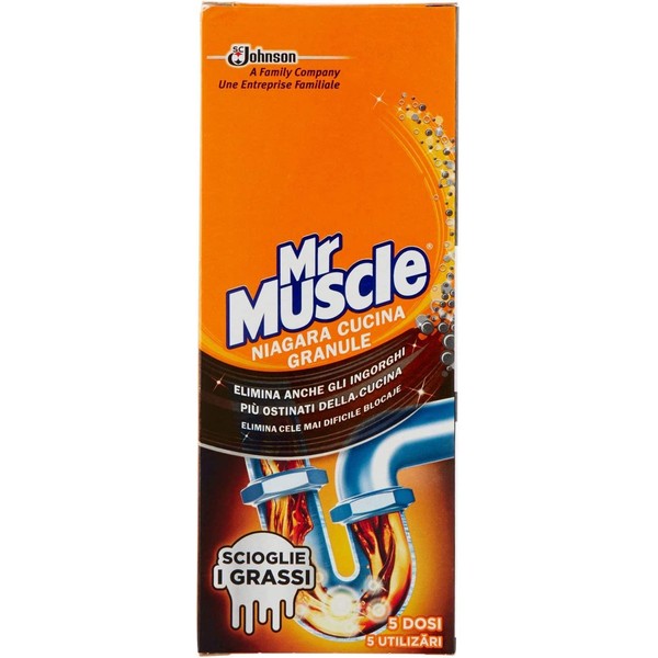 Mr Muscle Niagara Kitchen Granule Drain Sink and Drain, Pipe Safe, 5 Doses, 1 Pack of 250 g