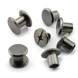 YXQ 50pcs Chicago Screw 5x6mm Slotted Binding Screws for Rivet Book Binding DIY Leather Craft Replacement Assembly, Black