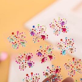 Gems Stickers Butterfly Rhinestone Acrylic Stickers 90 Pieces Self Adhesive Crystal Bling Jewel Colourful Craft DIY for Phones Cup Photo Album Cards Laptop Decor