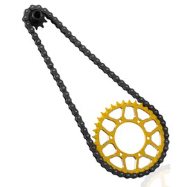 hopsupRC Upgrades Parts Aluminum 7075 Rear Hub Chain Sprocket 36T Gears&Manganese Steel Roller Chain&10T Steel Front Sprocket for L0Si 1/4 Promoto-MX Motorcycle RTR FXR(los06000)(los06002),Gold