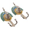 2pcs Peacock Metal Double Hanger Hook Double Head Wall-Mounted Coat