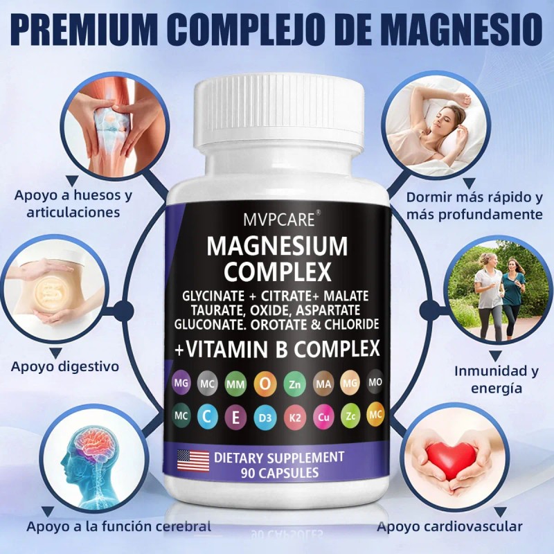 9 In 1 Magnesio Complex 90 Cps Glicinato De Magnesio
