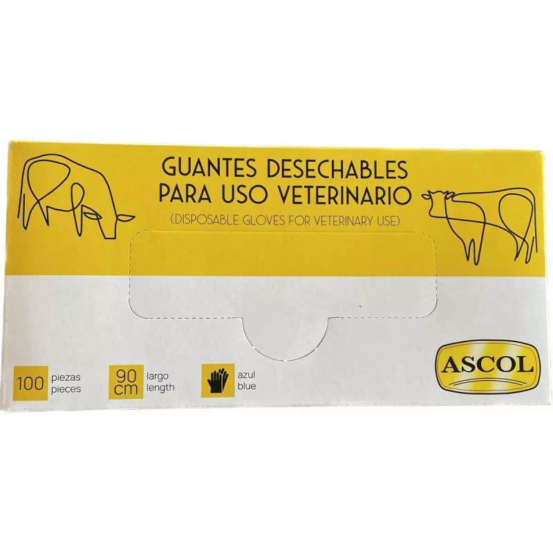 Ascol 100 Guantes Largos Desechables Para Uso Veterinario Ascol