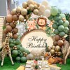 OERJU Wild Animals Happy Birthday Round Backdrop Cover Jungle Safari