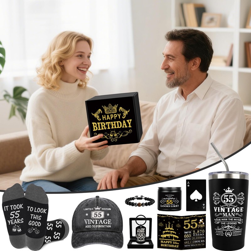 55th Birthday Gifts for Men Tumbler Set, Unique Gift for