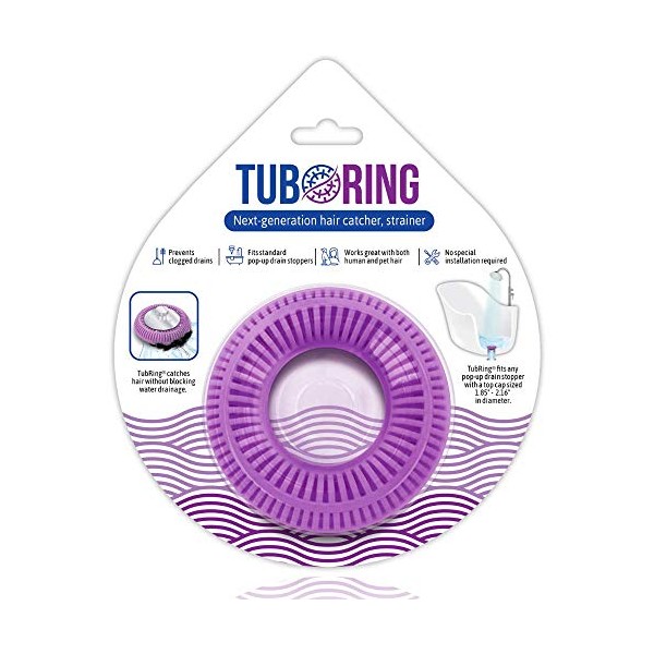 TUB RING The Ultimate Tub Drain Protector Hair Catcher/Strainer/Snare, Regular