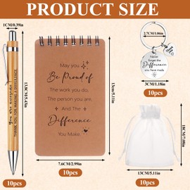 BANBAN 40Pcs Employee Appreciation Gifts Bulk Employee Motivational Notepads Inspirational Retractable Pen Thank You Keychain Organza Bag Thank You Gifts for Coworker Office Employee Teacher