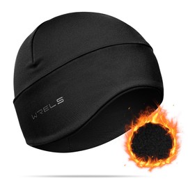 WRELS Thermal Running Beanies for Men Winter Hats Lightweight Warm Soft Skull Caps with Ear Flaps for Runners Black