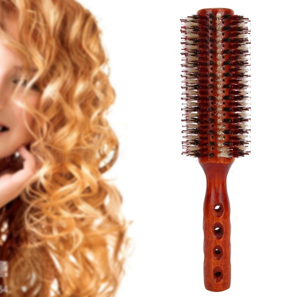 Round Brush for Blow Drying, Round Brush for Blow Drying and Styling, Boar Bristles Round Hair Brush, Professional Large Salon Barber Shop, Curly Hair Styling Comb Brush for Voluminous Hair and Beard