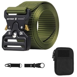 KEYNAT Tactical Belts, Tear-Resistant 1.5" Military Utility Nylon Riggers Belts For Men, Nickel Free Belt for Men with Molle Pouch, Tactical Key Holder & Water Bottle Clip