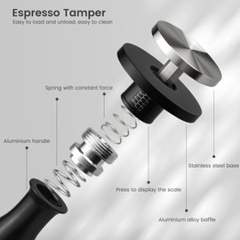 HOLIHOKY Coffee Tamper, Calibrated Spring Loaded 54mm Tamper, Constant 30lb Tamper Tool with 304 Stainless Steel Threaded Base for 54mm Portafilter