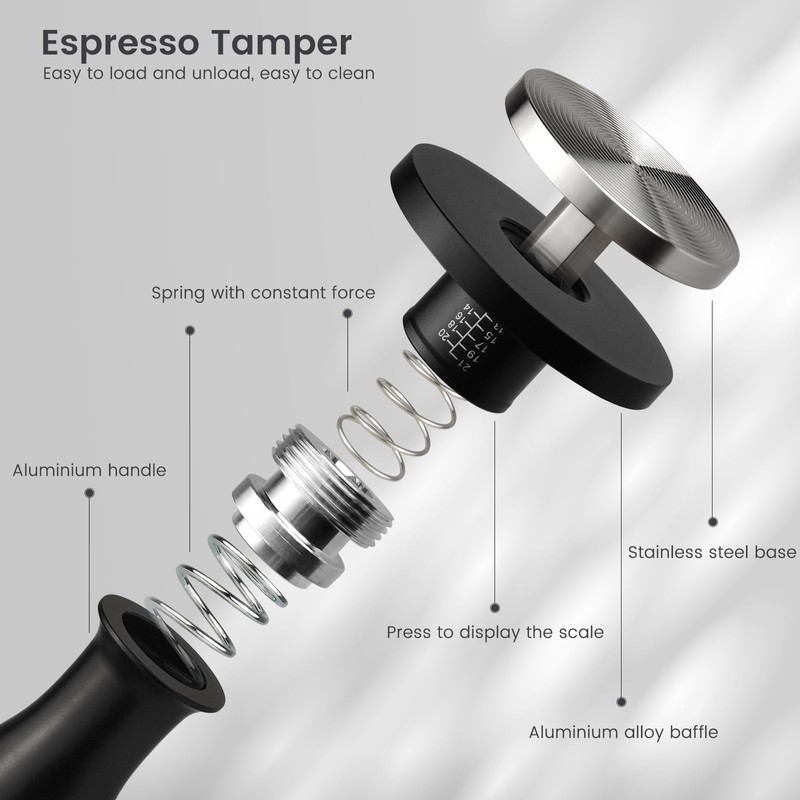 HOLIHOKY Coffee Tamper, Calibrated Spring Loaded 54mm Tamper, Constant 30lb