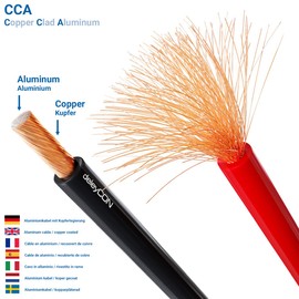 deleyCON 10 m Speaker Cable 2 x 1.5 mm² Copper-Coated Aluminium CCA Polarity Marking 2 x 48 x 0.20 mm Stranded Construction PVO/CPR Black / Red