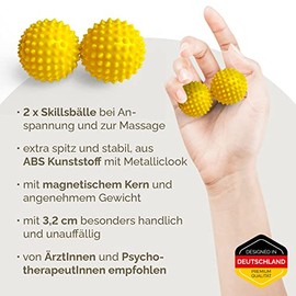 2x DBT Skills Igelball | Magnetischer Hochstress Akupressurball | Gelb matt | 32mm Durchmesser | zum Stressabbau oder zur Massage, gegen Anspannung und f√ºr mehr Beweglichkeit und Konzentration