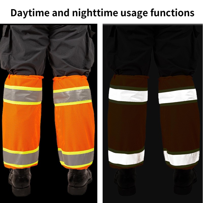 YUNCHONGuk Reflective Two Tone Mesh Leg Gaiters, Adjustable Leg Gaiters,