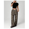 RoseSeek Women's Letter Leopard Print Straight Leg Pants Elastic Waist