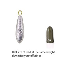 Fishfun Pesos De Pesca De Bala De Tungsteno, Insertos Sin Plomadas, Paquete De 12. 1/16 Oz, 1/16 Oz - 12 Piezas Calabaza Verde