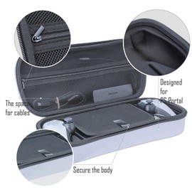 [Estuche + Mica] Estuche De Transporte Para Portales De PlayStatíon 5, Bolsa De Almacenamiento Con Asa Para Consola De Juegos PS 5 Portal Remote Player, Bolsa Protectora De Viaje - Blanco