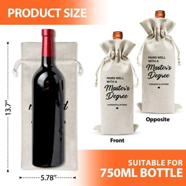 EUFJDKSL Masters Degree Gift Wine Bag For Masters Degree Students Graduation, Graduation Gifts For Him Her Son Daughter Friend, College Graduation Party, Cotton Linen Wine Gift Bag With Drawstring