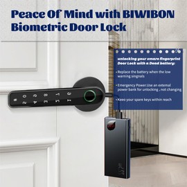 bijialock Fingerprint Door Lock,Touchscreen Biometric Door Lock, with Passcode keypad keyless Entry Door Handle,Smart Lock Handle Digital Door Lock, for Bedroom Home Hotel Office Apartment (Black)