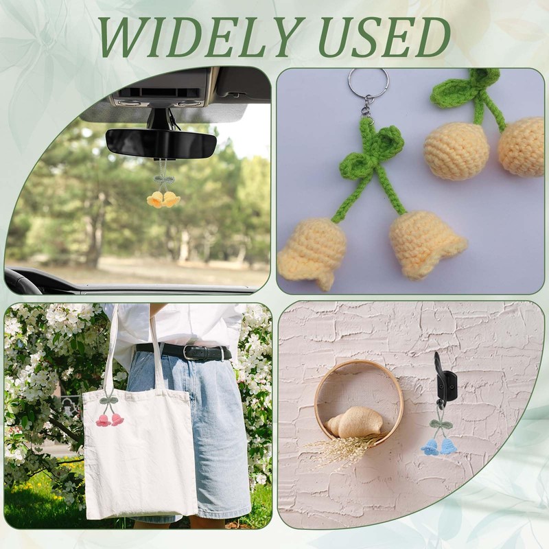 uxcell Crochet Car Hanging Accessory, Handmade Ornament with 4 Cute