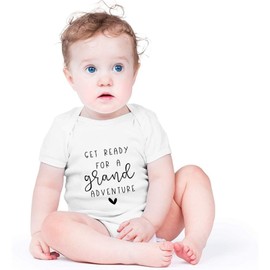 OYQA Get Ready for a Grand Adventure Bodysuit for Baby Pregnancy Announcement for Grandparents Baby Bodysuit, White, Newborn