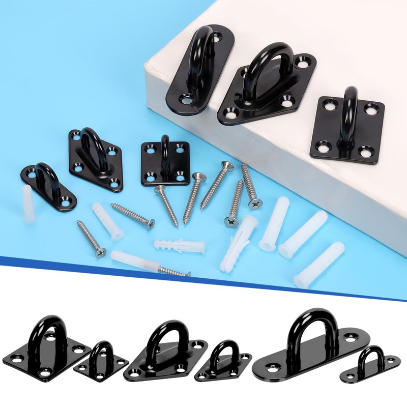 GLARKS 36pcs M8 Stainless Steel Pad Eye Plate Hook Kit,