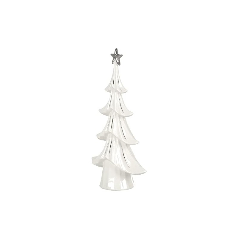 Mr Crimbo Christmas Tree Ornament Decoration White Ceramic Silver Star