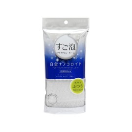 Towa Sangyo Body Towel, Sugofoam, Platinum Beauty, Normal, Nylon Towel, White, Approx. 11.0 x 39.4 inches (28 x 100 cm)