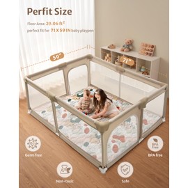 Blissful Diary Baby Play Mats for Floor, 71x59 Inch Thicker Foam Playmats for Babies and Toddlers, Soft Cushioning Baby Crawling Mat, Modern Abstract