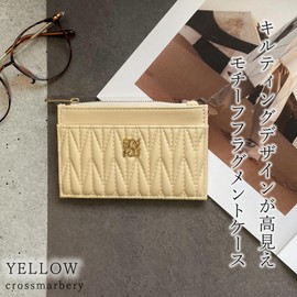Crossmarbery Fragment Case Slim Wallet with Coin Pocket Quilted Lightweight Wallet Pass Case R67, yellow
