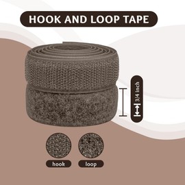 3/4 inch Brown Sew on Hook and Loop Tape Non-Adhesive 1 Yd Thin Nylon Heavy Duty Strips Sewing Fastening Fabric Fastener Interlocking Set for Military Form Bags Clothes Shoes Backpacks DIY Craft