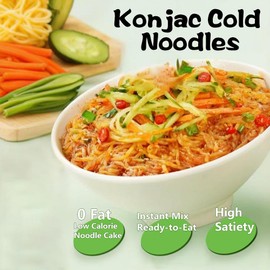 Konjac Cold Noodles, Zero fat, low-calorie, Sweet & Sour Sichuan Spicy flavor, Ready to eat: Just drain, mix, and enjoy (no bowls/chopsticks needed), A revolutionary meal replacement option. 2 pieces