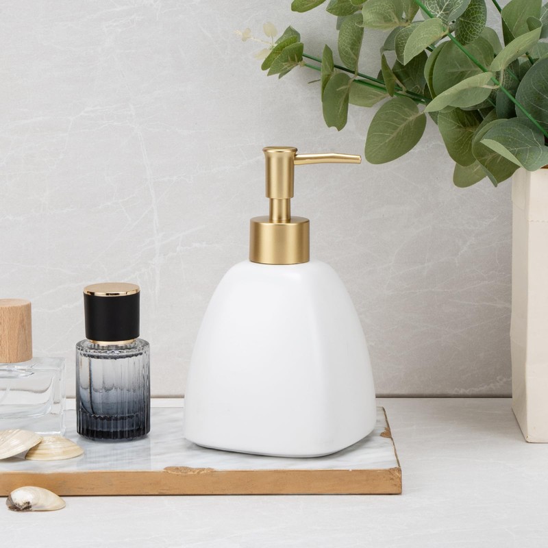 Ceramic Hand Soap Dispenser Liquid for Bathroom, Square Pyramid Lotion