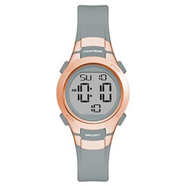 Armitron Sport Women's Digital Chronograph Resin Strap Watch, 45/7012,Grey/Rose Gold