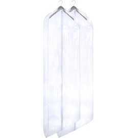 Clear Vinyl Gown Bag - Protect Your Clothing While Traveling and Dust Free While Hanging in Your Closet. These Garment Bags are Ideal for Coats, Suits, Dresses or Gowns - Set of 2 (24 X 65 Inches)