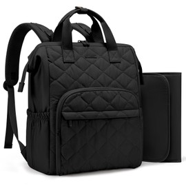 LOVEVOOK Diaper Bag Backpack, Large Baby Bag for Girl Boy with Changing Pad, Diaper Backpack for Mom Dad with Stroller Buckles, Black