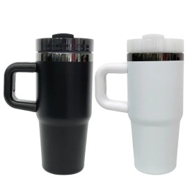 25pcs  14oz Stainless Steel Vacuum Black Plated Underneath Powder Coated Travel Car Tumbler Mug for Laser Engravingcolor: 25pcs(White + Black), capacity: 14OZ