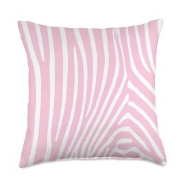 Pink And White Striped Animal Print Zebra Pattern Pale Throw Pillow, 18x18, Multicolor