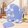 BREENHILL Oven Mitts and Pot Holders Set, Blue Bear 3