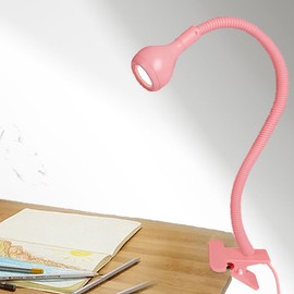 Weltition LED Desk Lamp,360°Flexible Gooseneck and Clamp Reading Light,Portable USB Powered Task Light with Clamp,Night Lamp Clip on for Desk, Bed Headboard and Computers Pink