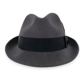 Belfry Trilby Men/Women Snap Brim Vintage Style Dress Fedora Hat 100% Pure Wool Felt Available in Black, Grey, Pecan (M,Grey)