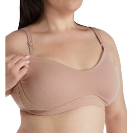 Leading Lady Women's Cotton Sport Wirefree Nursing Bra, Warm Taupe, 40DDD