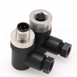 Eonvic Right Angle M12 A Code 4 Pin Male & Female Circular Aviation Plug Industrial Sensor Connector Waterproof 12mm Connector Plug Cable Adapter