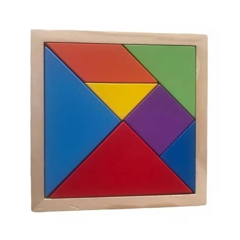 CASTILLO DIDÁCTICO 2 Tangram Rompecabezas De Madera 14pz 17x17cm. Didáctico