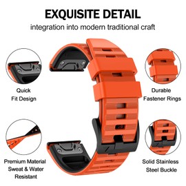 MYSNBKN Bands Compatible with Garmin Fenix 6X/6X Pro Bands for Women Men,Soft Breathable Sport Replacement Wristbands for Fenix 6X/6X Pro Fenix 5X/5X Plus Fenix 3/3 HR
